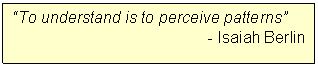 Text Box: &ldquo;To understand is to perceive patterns&rdquo; - Isaiah Berlin